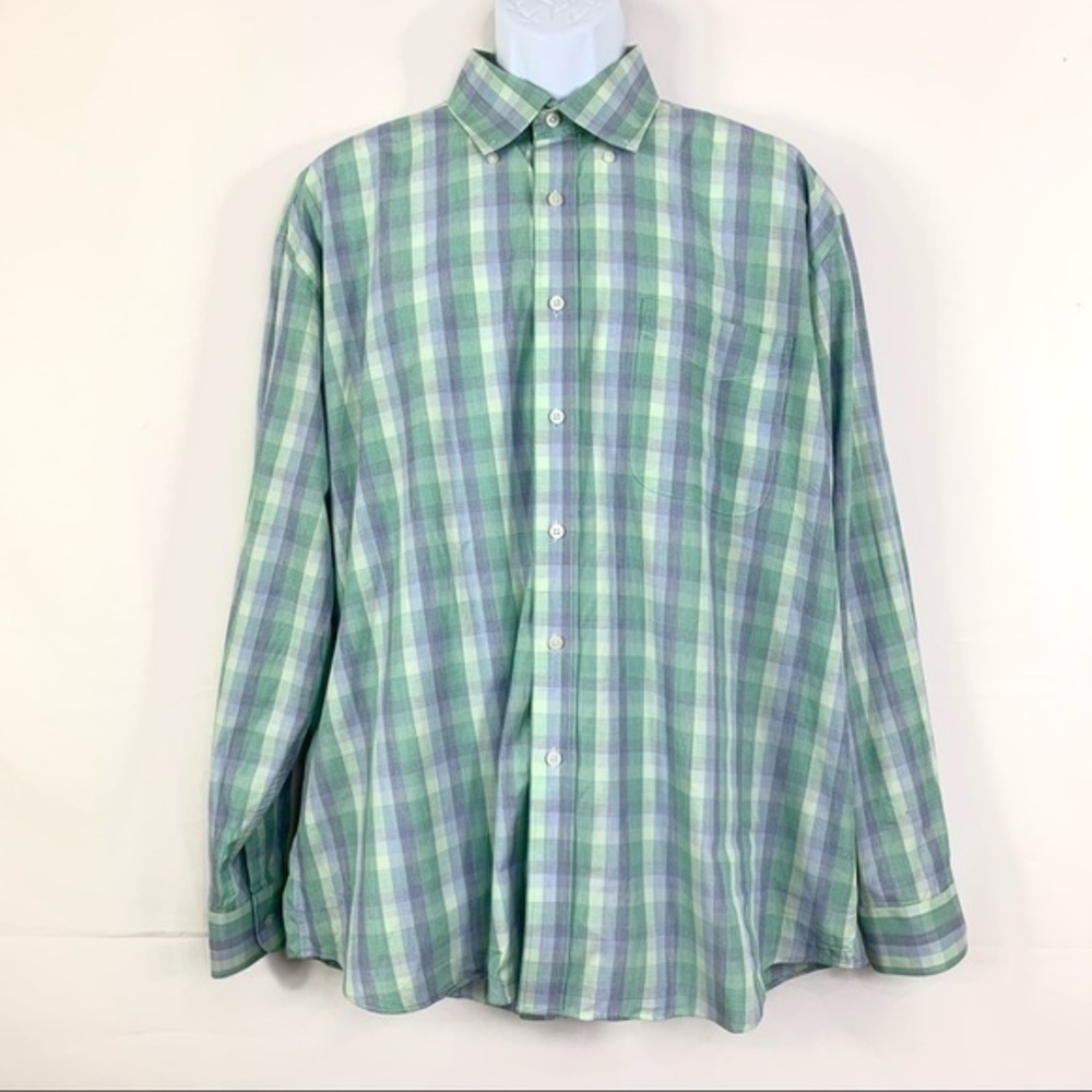 Alan Flusser Men’s shirt buttons Down Green Sz XL